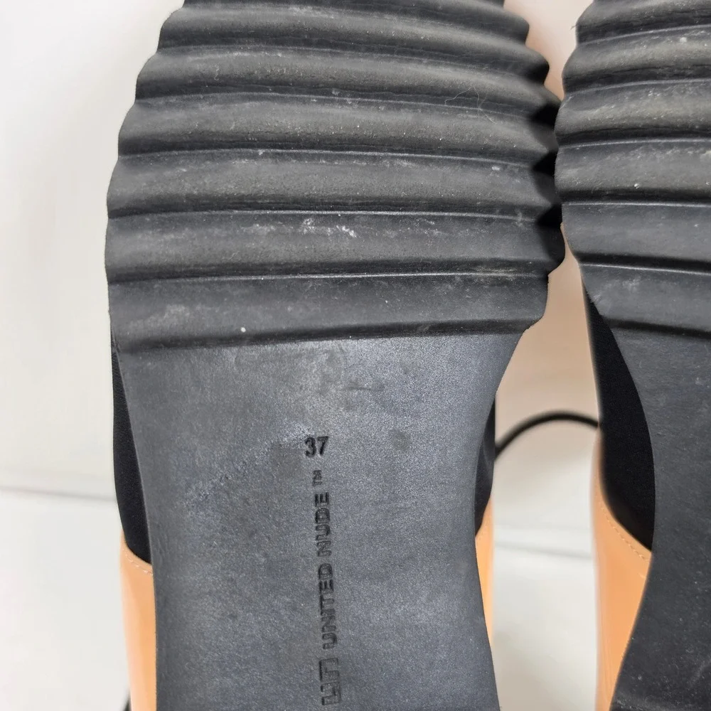 United Nude Jacky Oxford Shoes Nude‎ Black Patent Textile Lug Sole Size 37